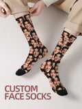 1 Pair Customized Face Pattern Socks, Personalized Photo Socks, Funny Face Socks, Pet Photo Socks, Crew Socks