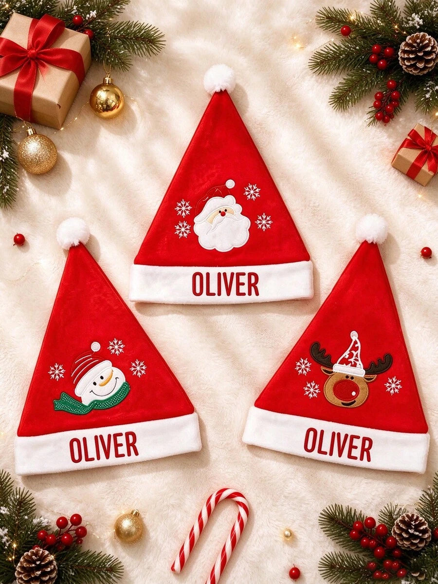 Personalized Christmas Hat (10.6" X 15.35") Featuring A Santa, Snowman, Or Reindeer Design-Perfect For Holiday Party Decorations Or As A Custom Festive Gift For Friends And Family.