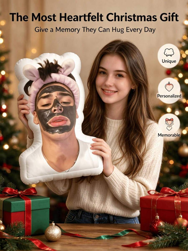 1pc Customized 3D Printed Photo Pillow, Unique Face Design, Suitable For Birthday, Christmas, Home Decor, Big Head Pillow, Personalized Funny Gift