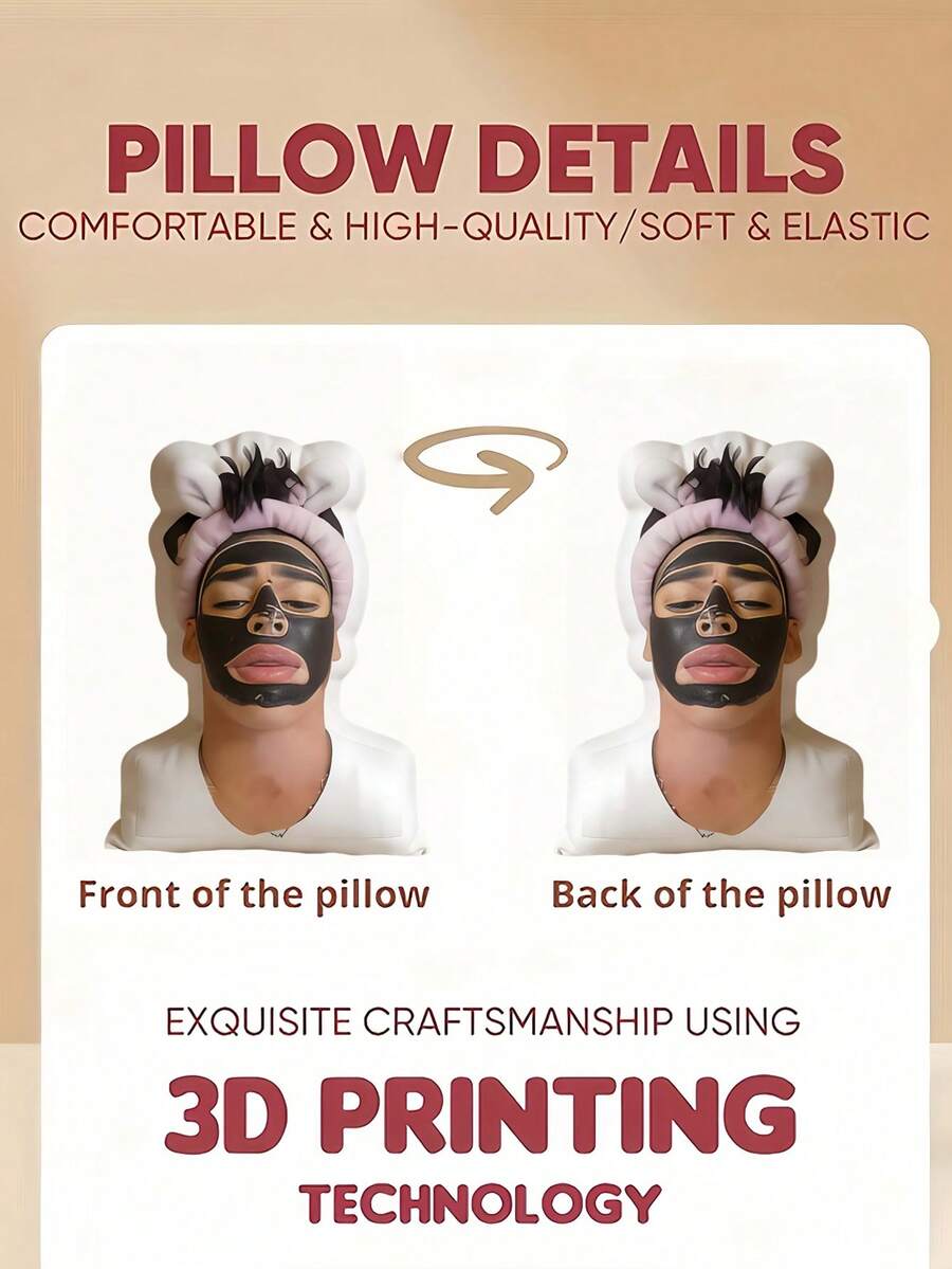 1pc Customized 3D Printed Photo Pillow, Unique Face Design, Suitable For Birthday, Christmas, Home Decor, Big Head Pillow, Personalized Funny Gift
