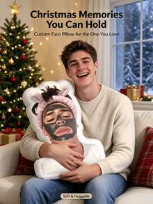 1pc Customized 3D Printed Photo Pillow, Unique Face Design, Suitable For Birthday, Christmas, Home Decor, Big Head Pillow, Personalized Funny Gift