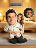 Customized Pajama Style Face Pillow, Personalized Photo Human-Shaped Cushion, Unique Commemorative Gift For Couples Boyfriend Husband, Birthday Anniversary Gag Gift, Funny Face Pillow, 3D Photo Pillow