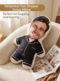 Customized Pajama Style Face Pillow, Personalized Photo Human-Shaped Cushion, Unique Commemorative Gift For Couples Boyfriend Husband, Birthday Anniversary Gag Gift, Funny Face Pillow, 3D Photo Pillow