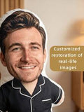 Customized Pajama Style Face Pillow, Personalized Photo Human-Shaped Cushion, Unique Commemorative Gift For Couples Boyfriend Husband, Birthday Anniversary Gag Gift, Funny Face Pillow, 3D Photo Pillow