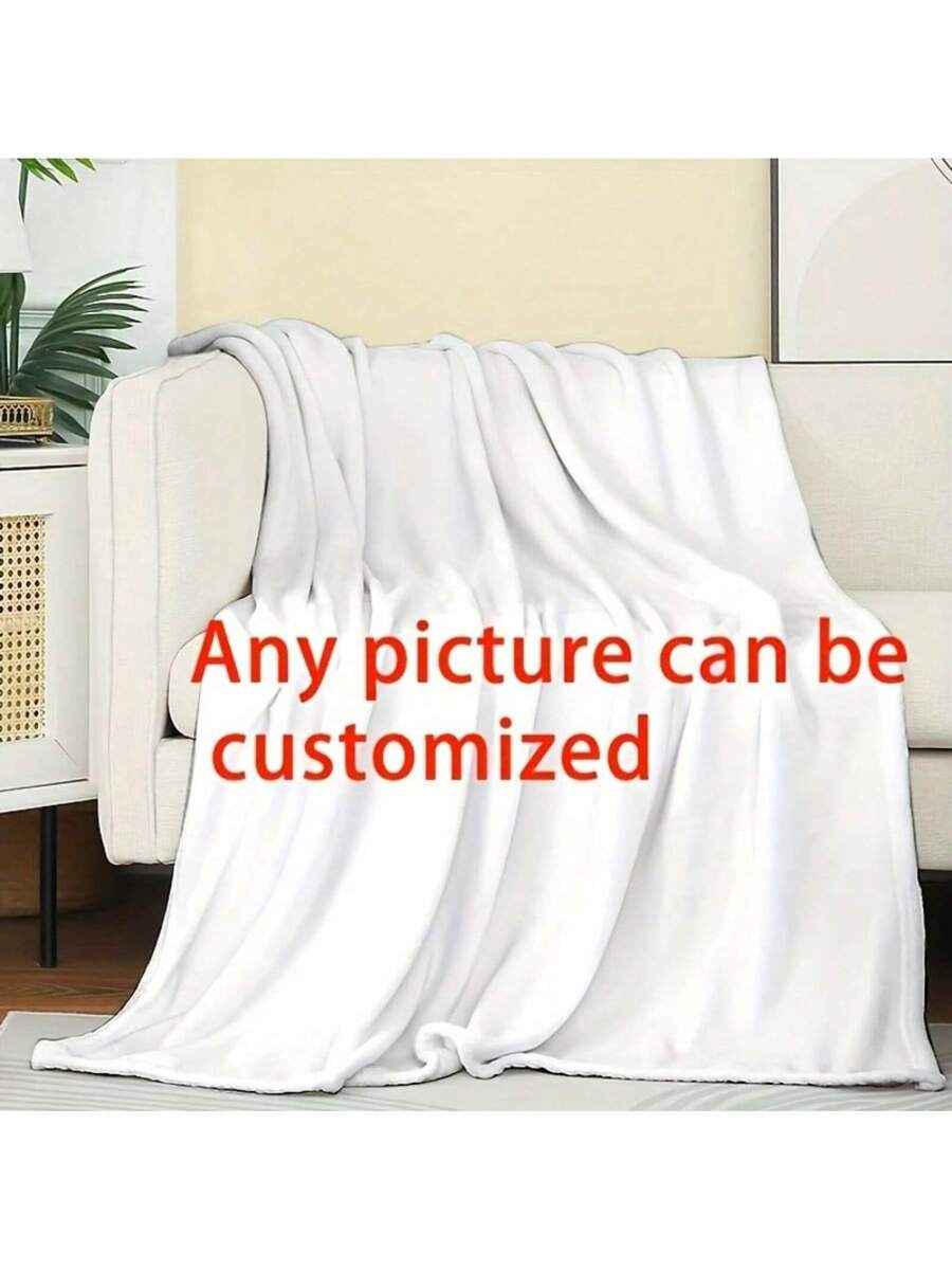 1pc Custom Photo Blanket, Personalized Print Flannel Throw Blanket,Christmas Day Gift For Family Boyfriend Girlfriend,Christmas Blanket & Halloween Blanket, Anniversary,Wedding Celebration,Couple Present,Home Room Decoration,Suit For Couch Sofa Bed