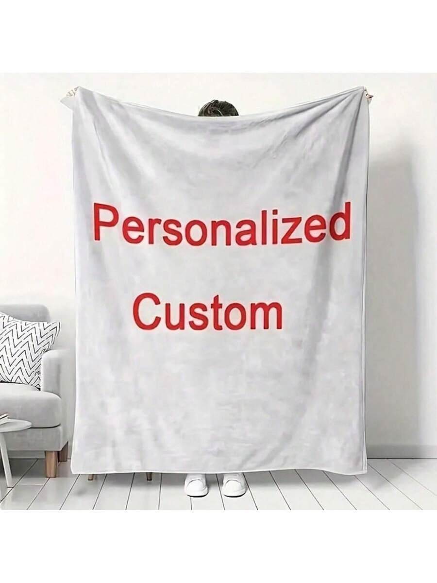 1pc Custom Photo Blanket, Personalized Print Flannel Throw Blanket,Christmas Day Gift For Family Boyfriend Girlfriend,Christmas Blanket & Halloween Blanket, Anniversary,Wedding Celebration,Couple Present,Home Room Decoration,Suit For Couch Sofa Bed