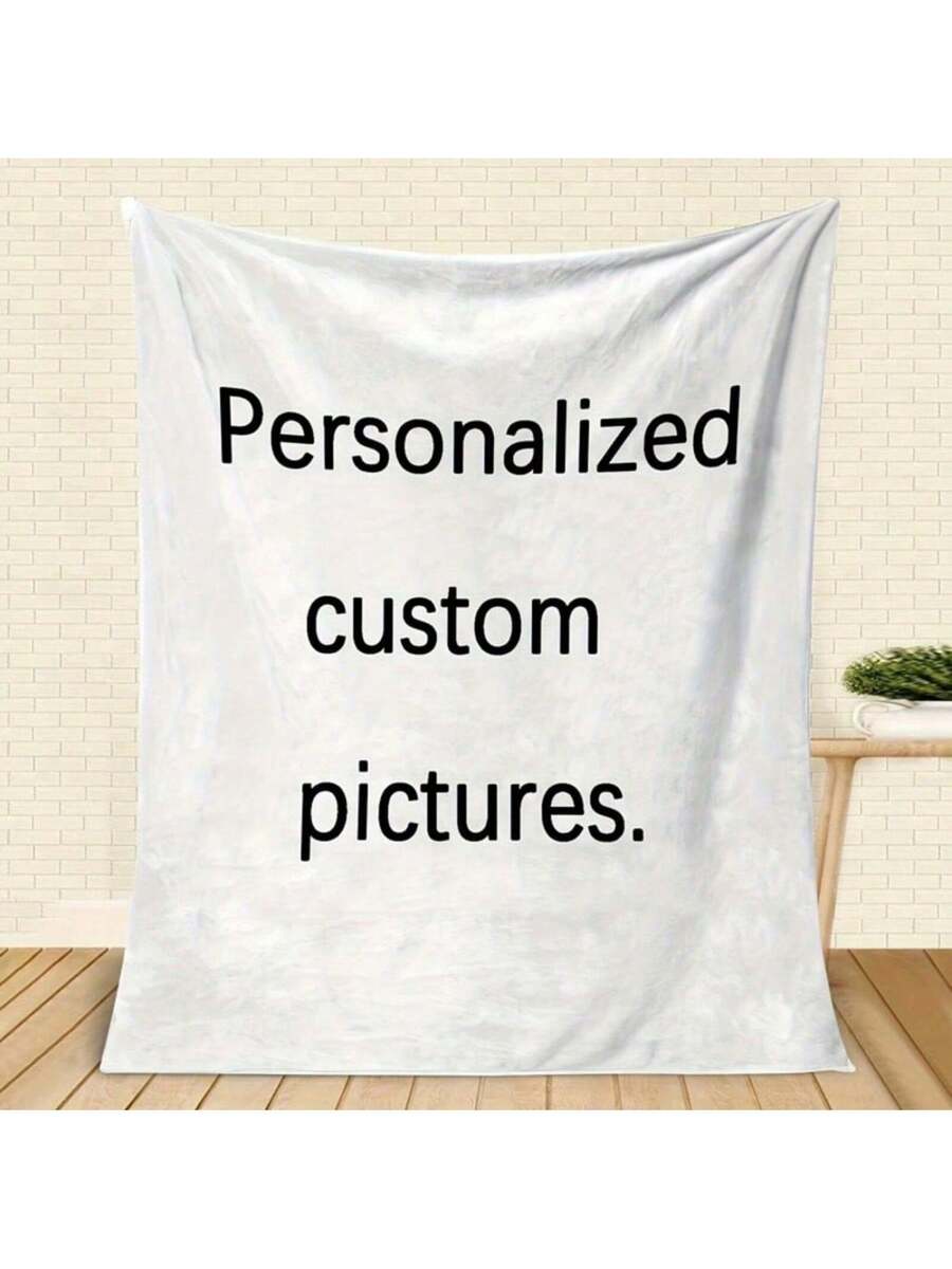 1pc Custom Photo Blanket, Personalized Print Flannel Throw Blanket,Christmas Day Gift For Family Boyfriend Girlfriend,Christmas Blanket & Halloween Blanket, Anniversary,Wedding Celebration,Couple Present,Home Room Decoration,Suit For Couch Sofa Bed
