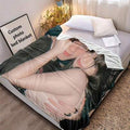 1pc Custom Photo Blanket, Personalized Print Flannel Throw Blanket,Christmas Day Gift For Family Boyfriend Girlfriend,Christmas Blanket & Halloween Blanket, Anniversary,Wedding Celebration,Couple Present,Home Room Decoration,Suit For Couch Sofa Bed