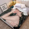1pc Custom Photo Blanket, Personalized Print Flannel Throw Blanket,Christmas Day Gift For Family Boyfriend Girlfriend,Christmas Blanket & Halloween Blanket, Anniversary,Wedding Celebration,Couple Present,Home Room Decoration,Suit For Couch Sofa Bed