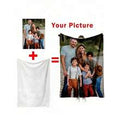 1pc Custom Photo Blanket, Personalized Print Flannel Throw Blanket,Christmas Day Gift For Family Boyfriend Girlfriend,Christmas Blanket & Halloween Blanket, Anniversary,Wedding Celebration,Couple Present,Home Room Decoration,Suit For Couch Sofa Bed