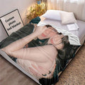 1pc Custom Photo Blanket, Personalized Print Flannel Throw Blanket,Christmas Day Gift For Family Boyfriend Girlfriend,Christmas Blanket & Halloween Blanket, Anniversary,Wedding Celebration,Couple Present,Home Room Decoration,Suit For Couch Sofa Bed