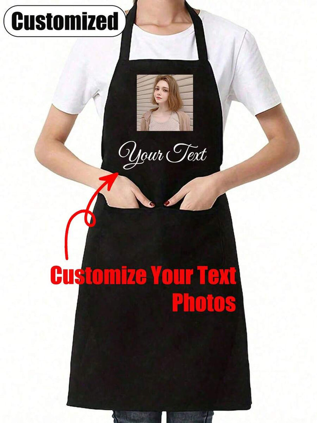 1pc Customized Cooking Apron With Personalized Text And Photo Printing, Gift For Anniversary, Chefs, Mothers, Fathers, Husbands, Wives, Girlfriends, Boyfriends, Weddings (Men/Women), Father's Day Gift, Birthday Gift, Grill Master, Sentimental Gifting