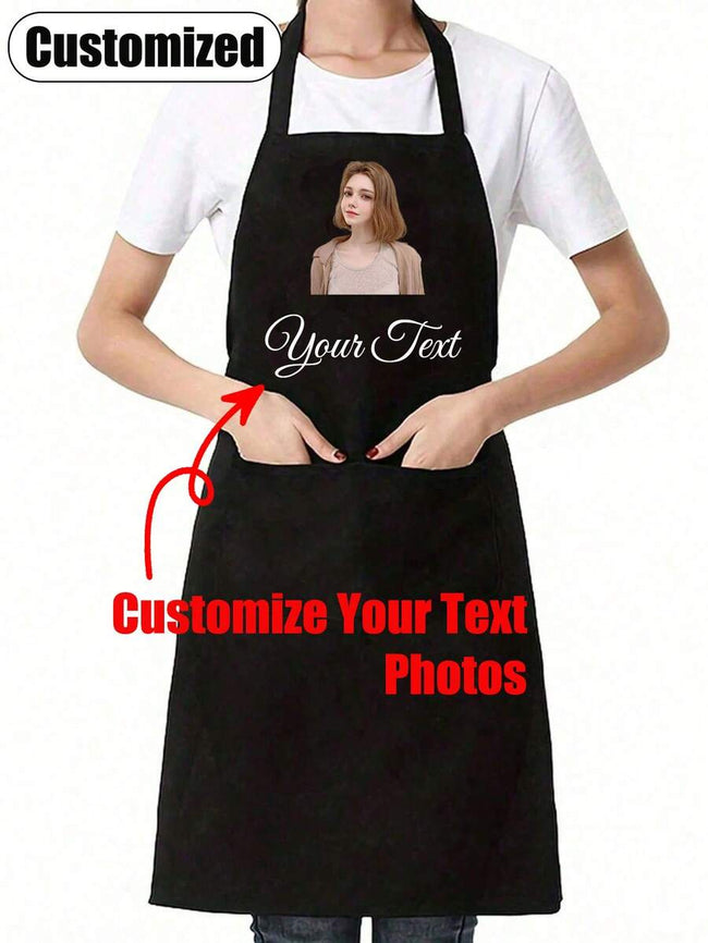 1pc Customized Cooking Apron With Personalized Text And Photo Printing, Gift For Anniversary, Chefs, Mothers, Fathers, Husbands, Wives, Girlfriends, Boyfriends, Weddings (Men/Women), Father's Day Gift, Birthday Gift, Grill Master, Sentimental Gifting