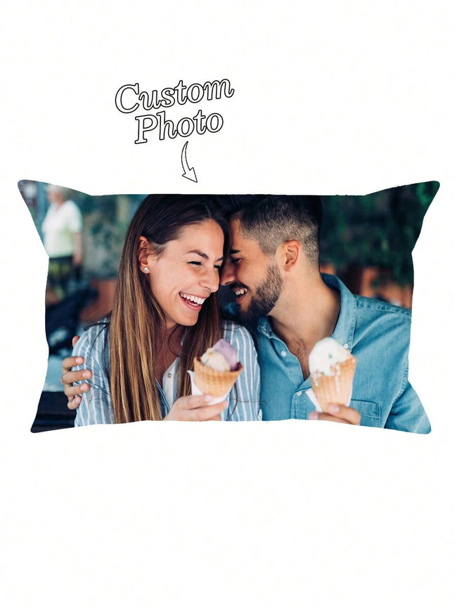 1pc Customized Couple Photo DIY Personalized Single-Sided Printed Pillowcase (Pillow Insert Not Included) Wedding Anniversary Birthday Gift Bohemian Style Decor, Aesthetic