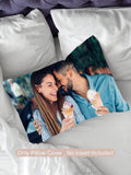 1pc Customized Couple Photo DIY Personalized Single-Sided Printed Pillowcase (Pillow Insert Not Included) Wedding Anniversary Birthday Gift Bohemian Style Decor, Aesthetic