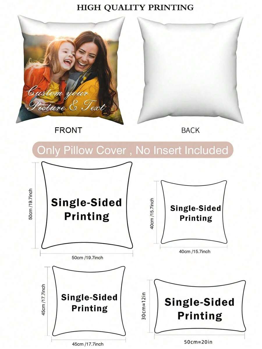 1pc Customized Couple Photo DIY Personalized Single-Sided Printed Pillowcase (Pillow Insert Not Included) Wedding Anniversary Birthday Gift Bohemian Style Decor, Aesthetic