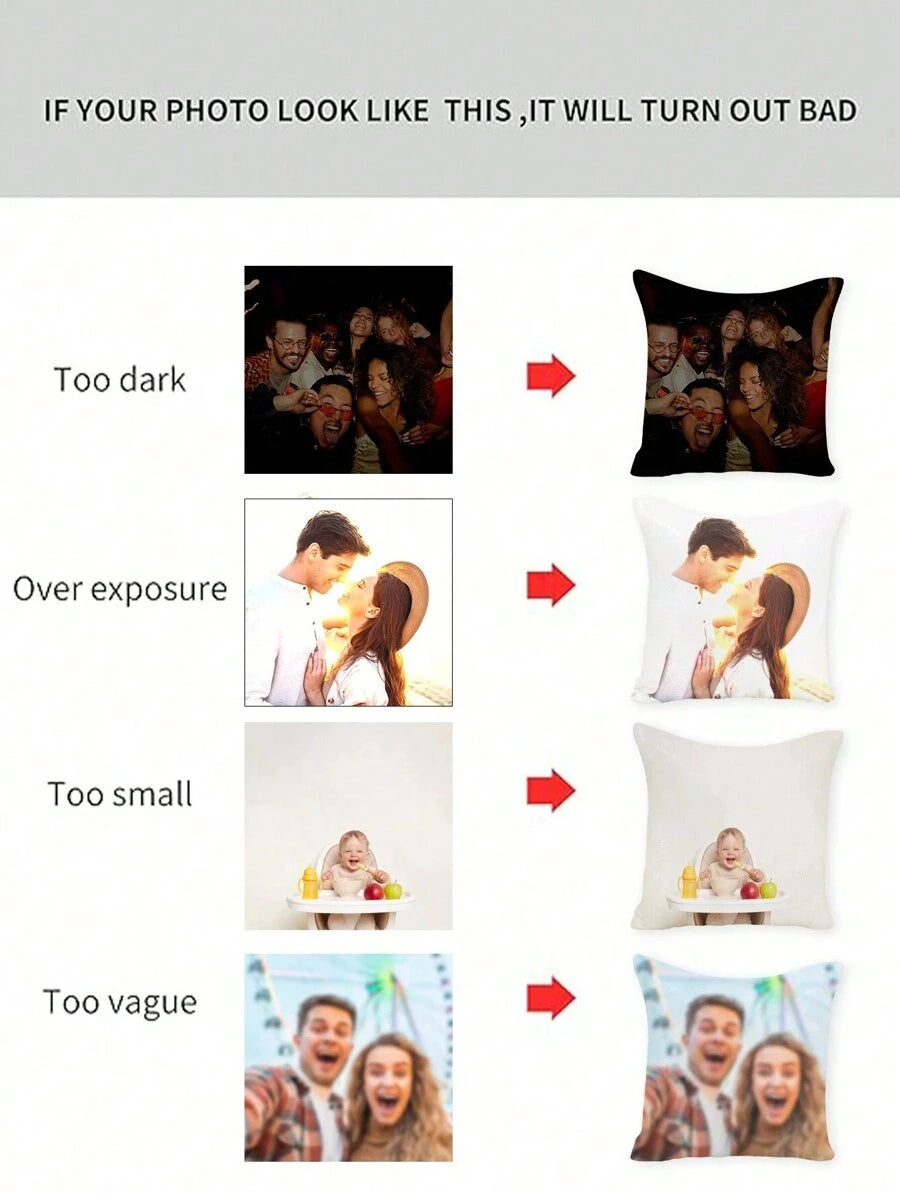 1pc Customized Couple Photo DIY Personalized Single-Sided Printed Pillowcase (Pillow Insert Not Included) Wedding Anniversary Birthday Gift Bohemian Style Decor, Aesthetic