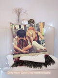 1pc Customized Couple Photo DIY Personalized Single-Sided Printed Pillowcase (Pillow Insert Not Included) Wedding Anniversary Birthday Gift Bohemian Style Decor, Aesthetic