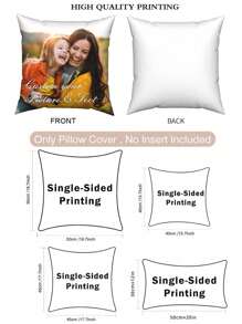 1pc Customized Couple Photo DIY Personalized Single-Sided Printed Pillowcase (Pillow Insert Not Included) Wedding Anniversary Birthday Gift Bohemian Style Decor, Aesthetic