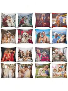 1pc Customized Couple Photo DIY Personalized Single-Sided Printed Pillowcase (Pillow Insert Not Included) Wedding Anniversary Birthday Gift Bohemian Style Decor, Aesthetic