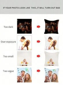 1pc Customized Couple Photo DIY Personalized Single-Sided Printed Pillowcase (Pillow Insert Not Included) Wedding Anniversary Birthday Gift Bohemian Style Decor, Aesthetic