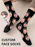 Custom Photo Socks - Mid-Calf Socks, Replaceable Face Image, Breathable And Comfortable; Couples, Mother's Day, Father's Day, Groomsmen, Humorous And Funny Gift