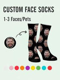 Custom Photo Socks - Mid-Calf Socks, Replaceable Face Image, Breathable And Comfortable; Couples, Mother's Day, Father's Day, Groomsmen, Humorous And Funny Gift