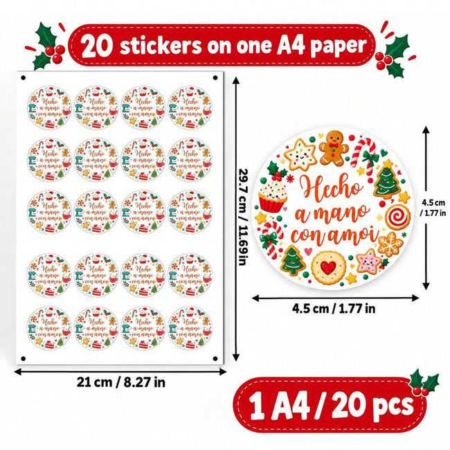 Custom Christmas Bakery Stickers, Personalized Handmade With Love Gift Labels, Festive Gingerbread Candy And Dessert Round Seals, Customized Text Stickers For Cookie Bags And Gift Wrapping, Customizable Holiday Party Favors For Family And Friends
