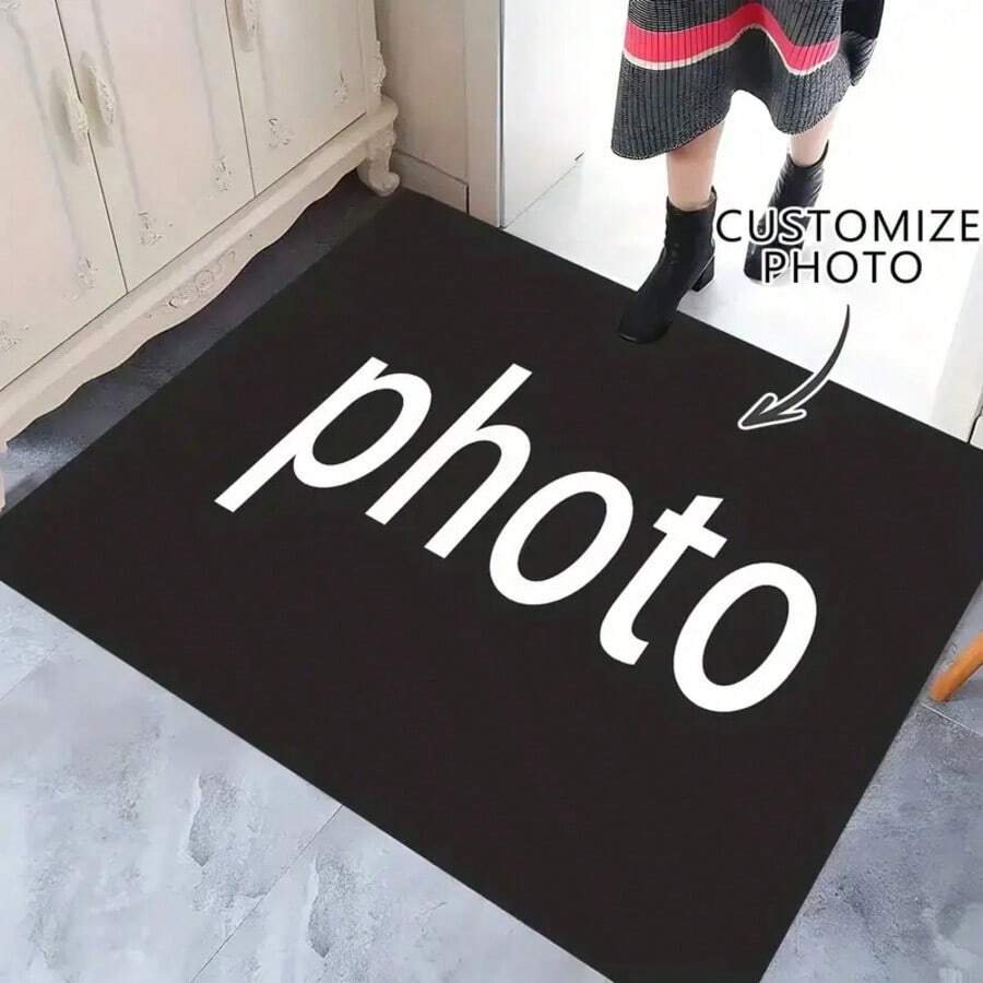 1pc Custom Photo Floor Mat | Personalized Non-Slip, Reusable, Machine Washable, Anti-Fading, Polyester, For Bedroom Living Room Kitchen Bathroom Laundry Room, Housewarming Gift, Personalized Gifts, Doormats, Indoor Outdoor Use, Aesthetic Home