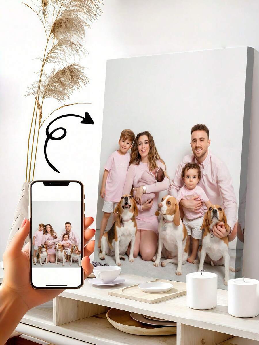 Customized Canvas Photo With DIY Wooden Frame Or Frameless Poster, Personalized Photo For Your Loved Ones, Family, Friends And Pets, Large Size Home Decor, Can Be Customized As Wedding/Anniversary, Mother's Day, Father's Day, Birthday, Graduation Gift, Customized Wall Art,Home Decor Living Room ,2026-Collection