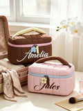 Personalized Embroidered Quilted Makeup Bag