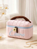Personalized Embroidered Quilted Makeup Bag