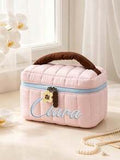 Personalized Embroidered Quilted Makeup Bag