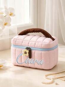 Personalized Embroidered Quilted Makeup Bag