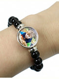 Personalized Black Beaded Photo Bracelet