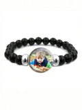 Personalized Black Beaded Photo Bracelet