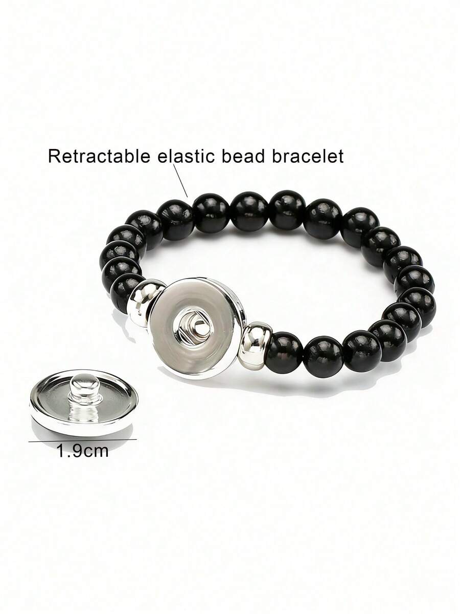 Personalized Black Beaded Photo Bracelet