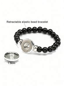 Personalized Black Beaded Photo Bracelet